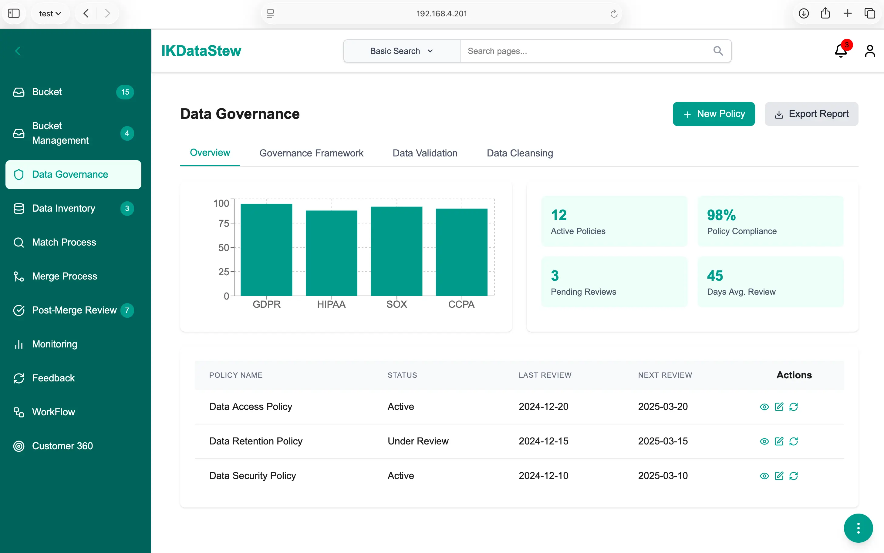 Master Data Management interface preview