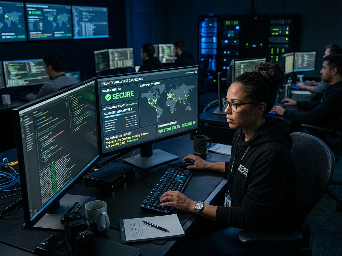 Security testing and vulnerability scans in modern cybersecurity lab