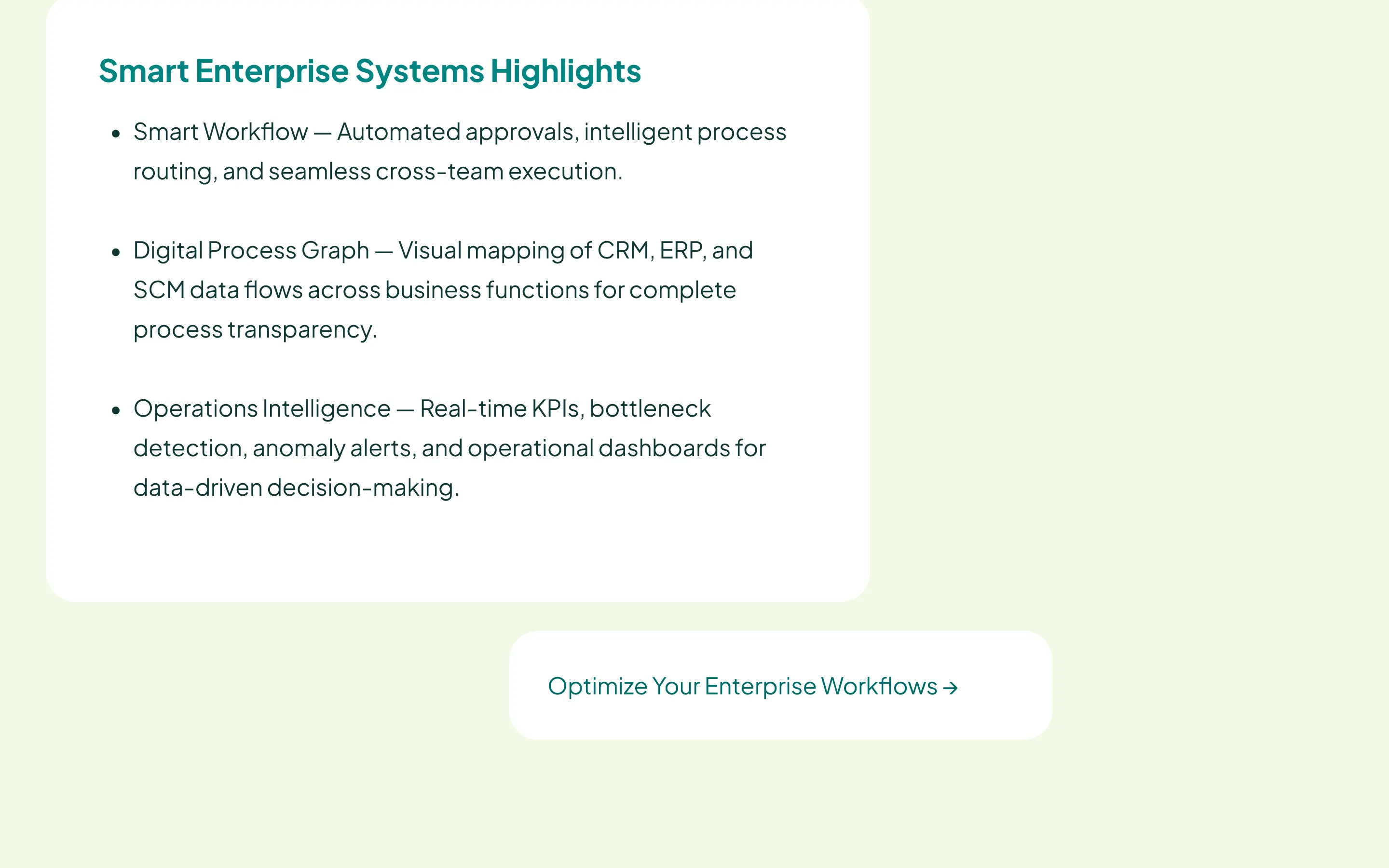 Smart Enterprise Systems workspace preview